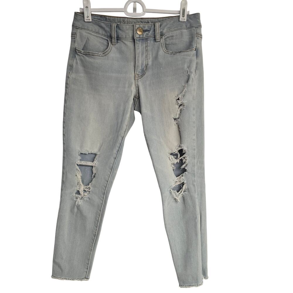 Women's American Eagle "Legging Crop" Lightwash Distressed Denim Jeans | Size 4